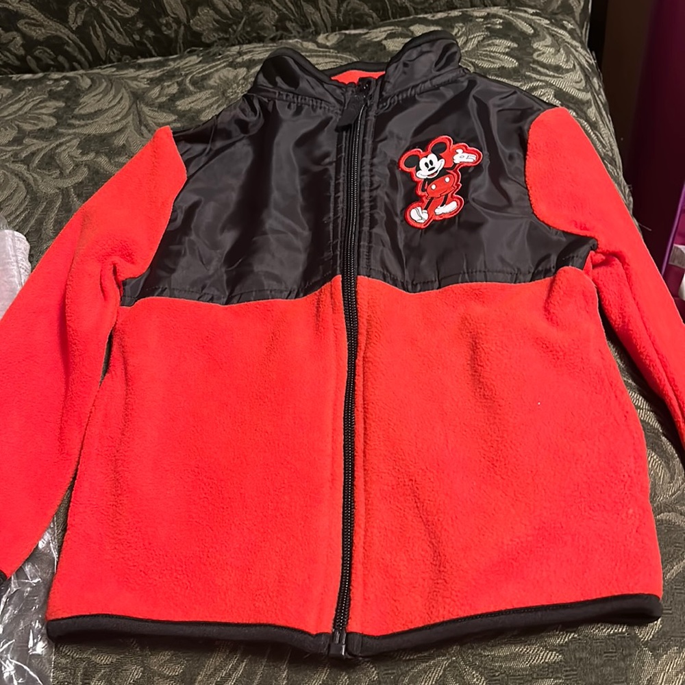 Disney Mickey fleece jacket red black size 3